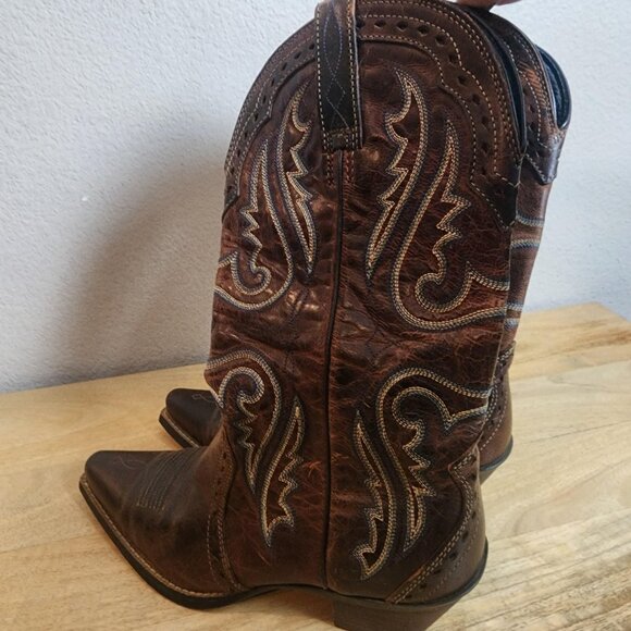 Ariat Boots Womens Size 6B Brown Leather Western Cowboy ATS Square Toe - Picture 5 of 14